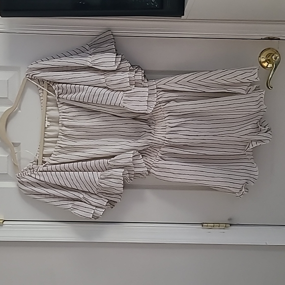 Astern Striped off the Shoulder Romper - Picture 2 of 4